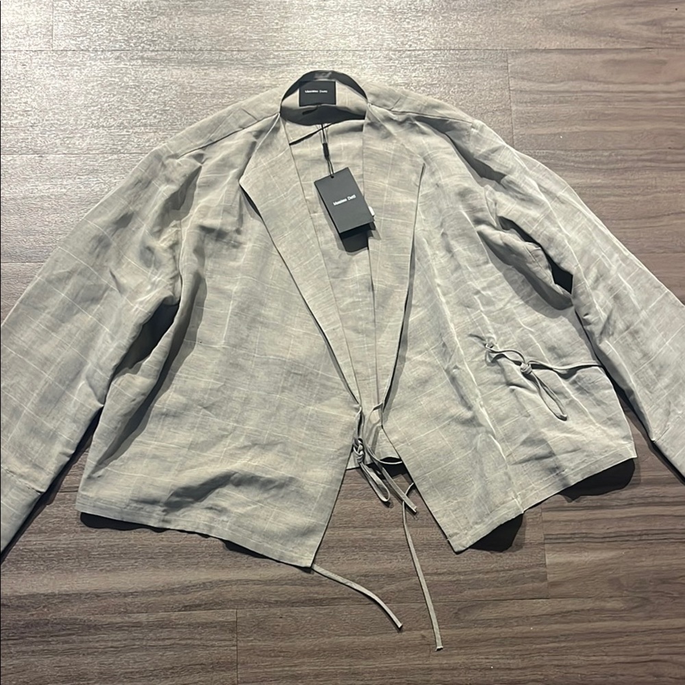 Massimo Dutti Zara Linen Blend Check Print Kimono